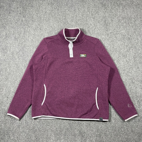 L.L. Bean Sweater Snap Placket Purple Fleece Pullover Jacket Petite Large 0934 - Picture 1 of 7